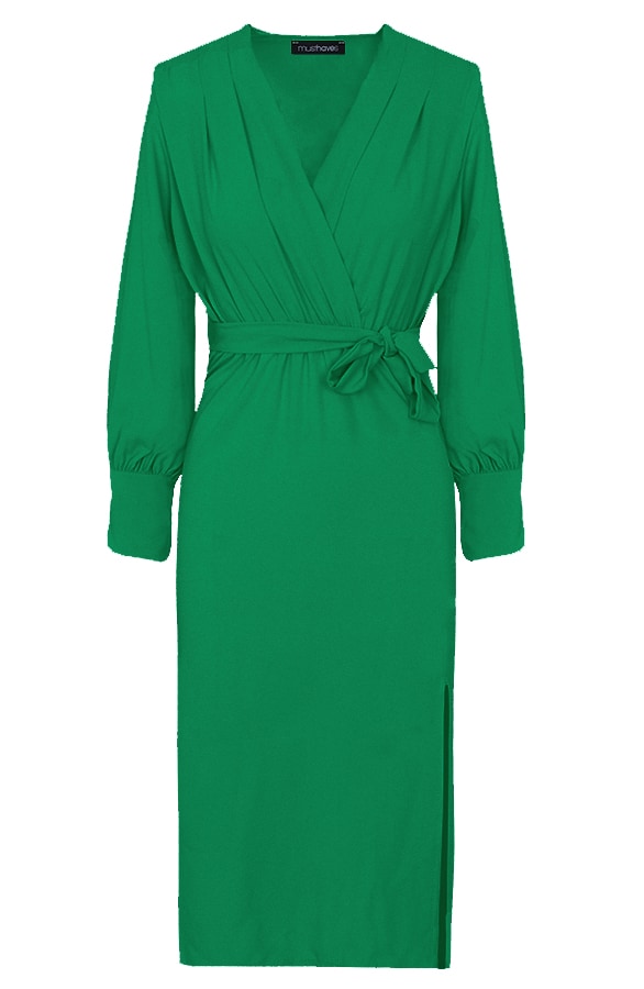 Midi Jurk Met Split Bright Green – shoparchief
