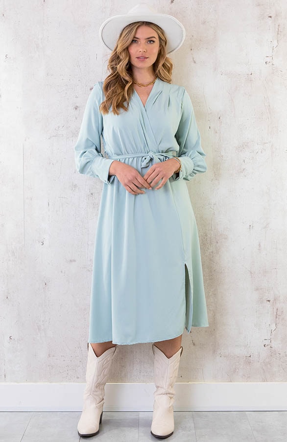 Midi Jurk Met Split Mint – shoparchief