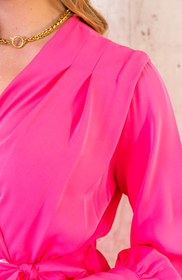 Midi Jurk Met Split Neon Fuchsia – shoparchief, foto 5