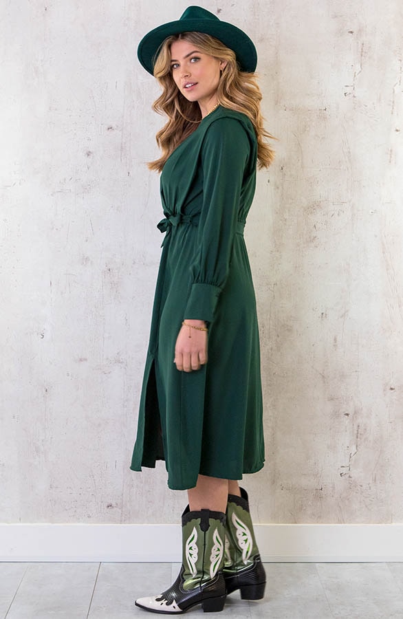 Midi Jurk Met Split Smaragd – shoparchief, foto 3