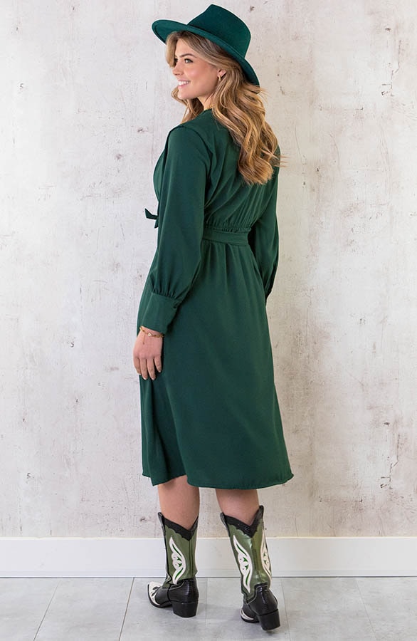 Midi Jurk Met Split Smaragd – shoparchief, foto 4