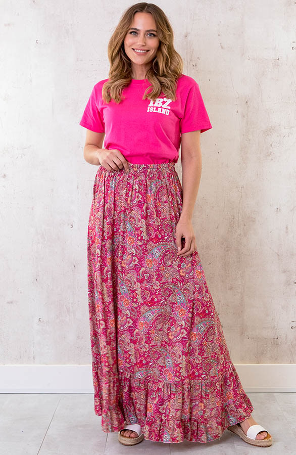 Paisley Maxi Rok Fuchsia – shoparchief, foto 2