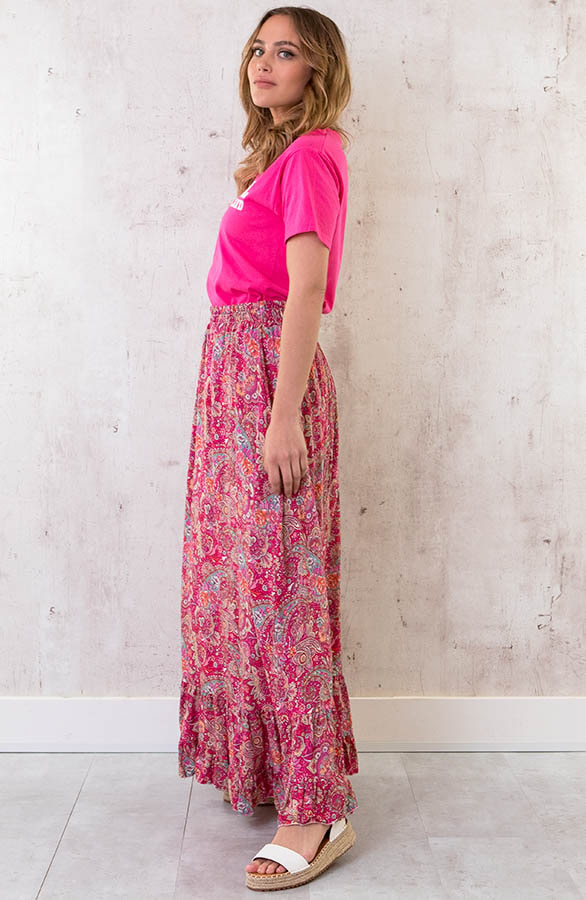 Paisley Maxi Rok Fuchsia – shoparchief, foto 5
