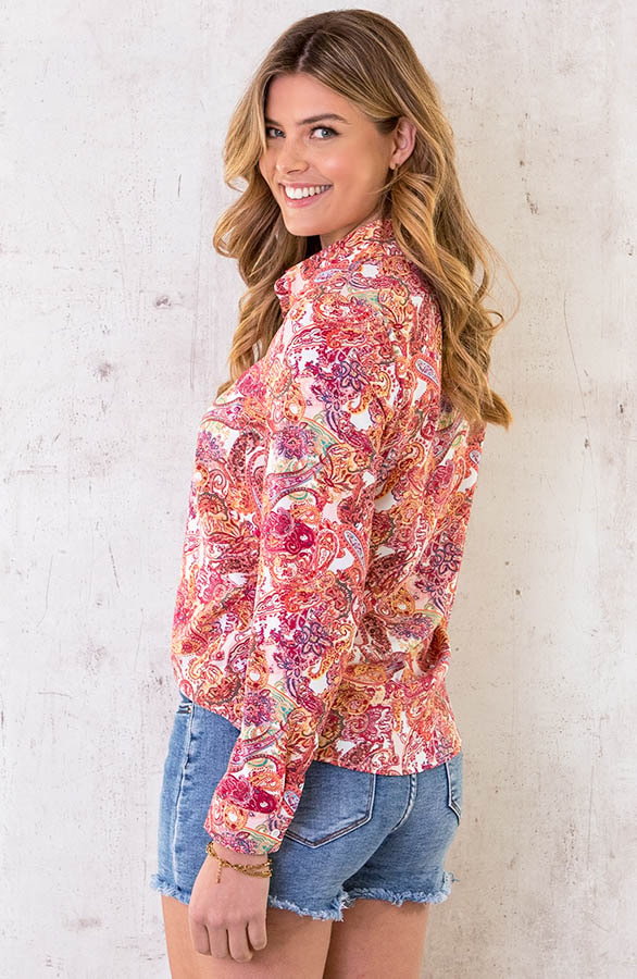 Paisley Print Blouse Roze – shoparchief