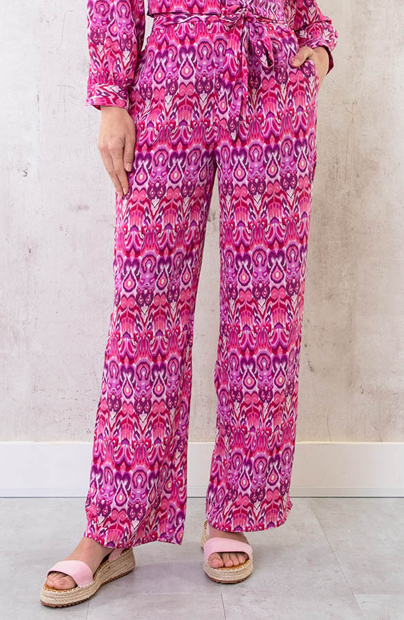 Pantalon Retro Print Roze – shoparchief