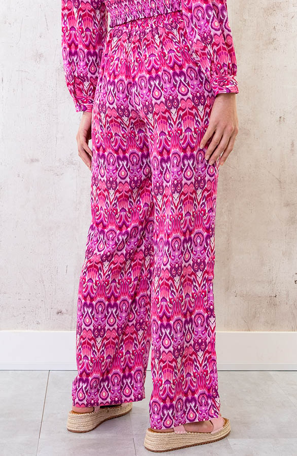 Pantalon Retro Print Roze – shoparchief, foto 3