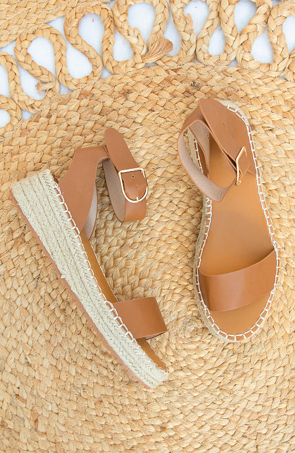 Plateau Sandalen Damen Camel, Shoparchiv