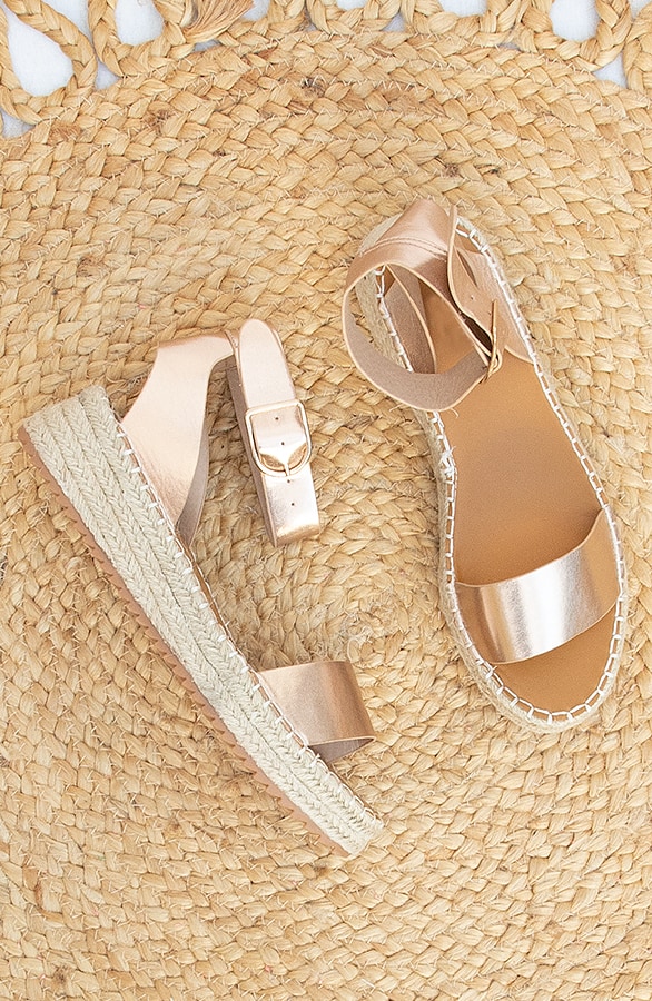 Plateau Sandalen Damen Rosé Metallic, Shoparchiv