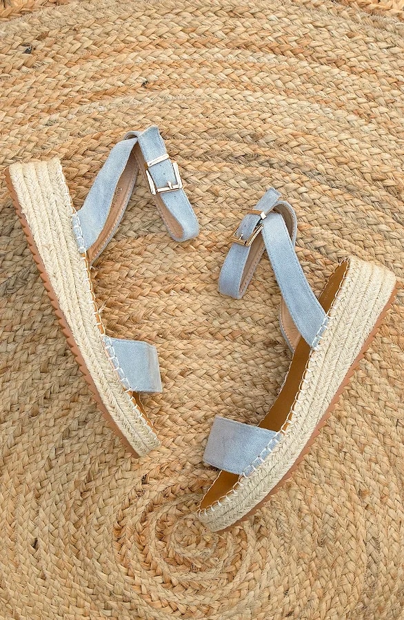 Plateau Sandalen Suede Jeansblauw – shoparchief