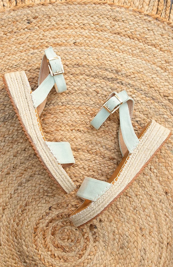 Plateau Sandalen Suede Mint – shoparchief