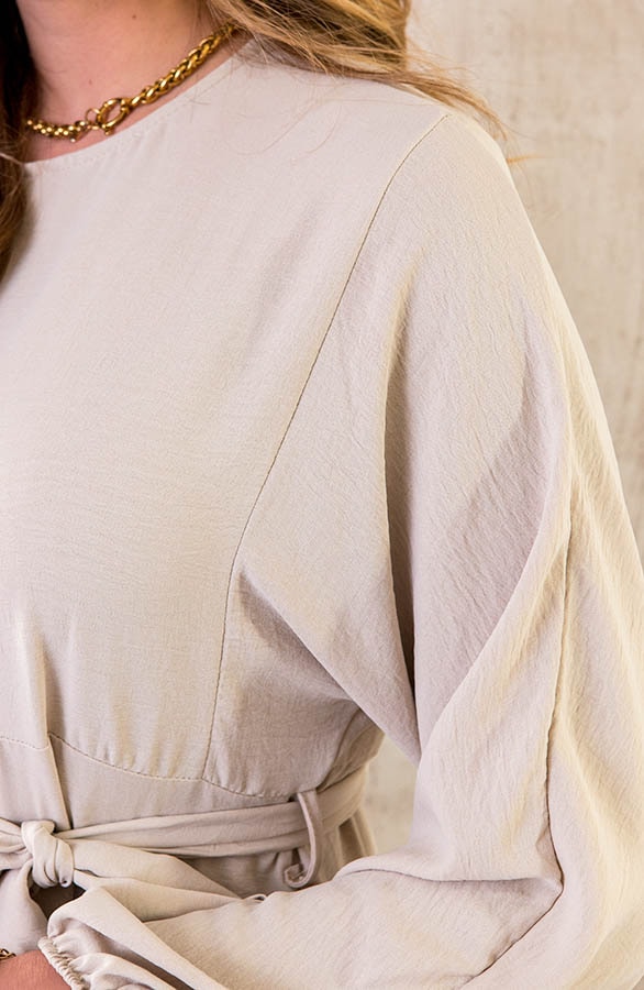 Plooien Jurk Beige – shoparchief, foto 4