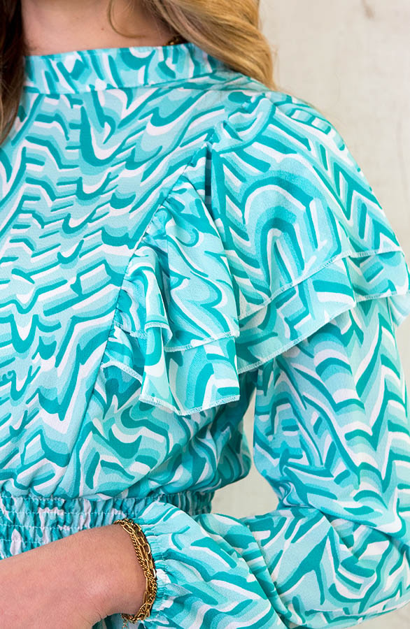 Retro Print Jurk Mint – shoparchief, foto 5