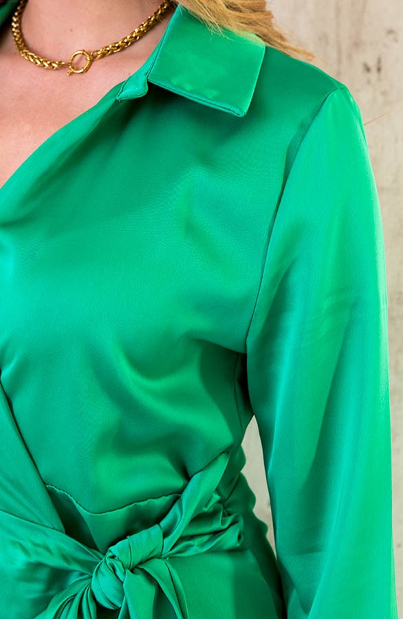 Satijnen Strik Jurk Bright Green – shoparchief, foto 5