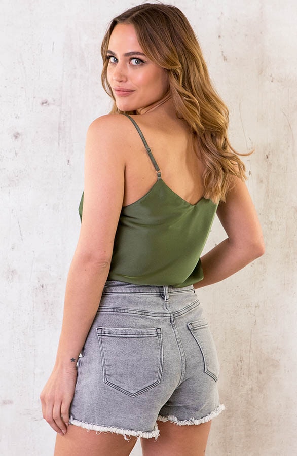 Silk Touch Spaghetti Top Army 2.0 – shoparchief, foto 3