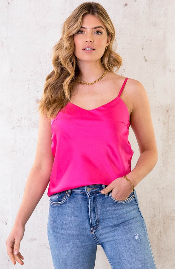 Silk Touch Spaghetti Top Fuchsia 2.0 – shoparchief, foto 2