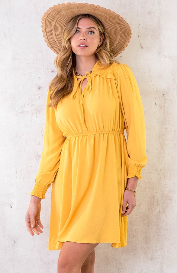 Smocked Schulter Kleid Ocker, Shoparchiv, Foto 2
