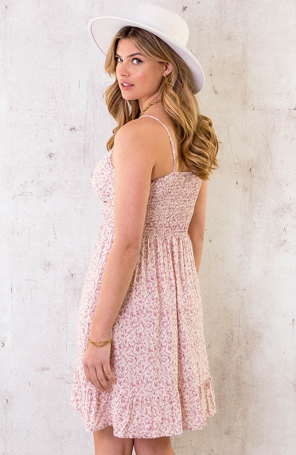 Spaghetti Jurk Bloemen Licht Roze – shoparchief, foto 4