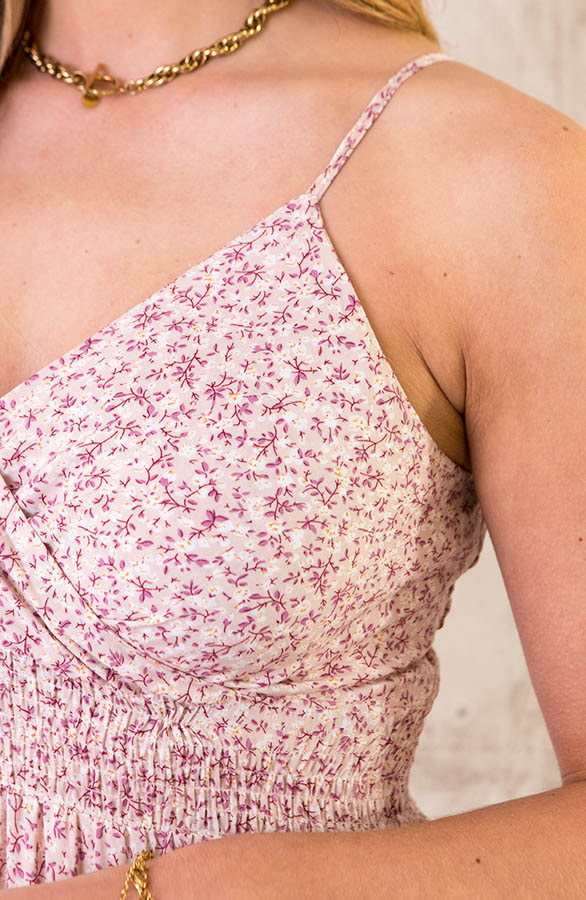 Spaghetti Jurk Bloemen Licht Roze – shoparchief, foto 5