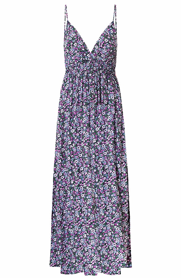 Spaghetti Maxi Jurk Bloemen Lila – shoparchief