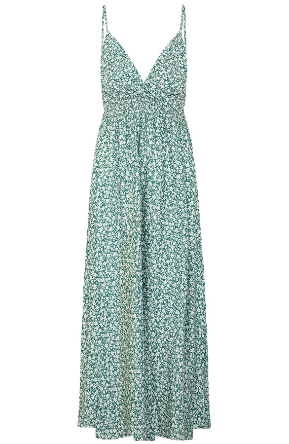 Spaghetti Maxi Jurk bloemen mint – shoparchief