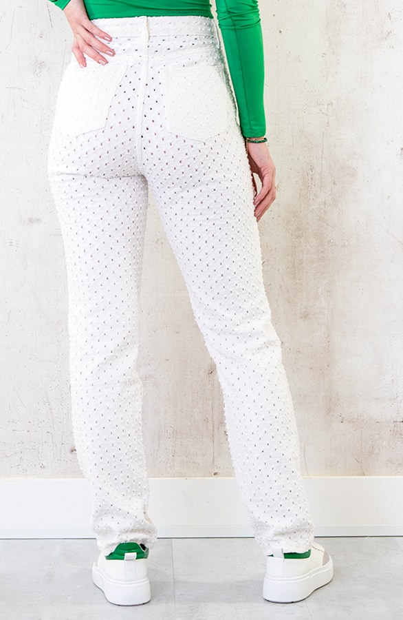 Straight Damaged Jeans White – shoparchief, foto 3