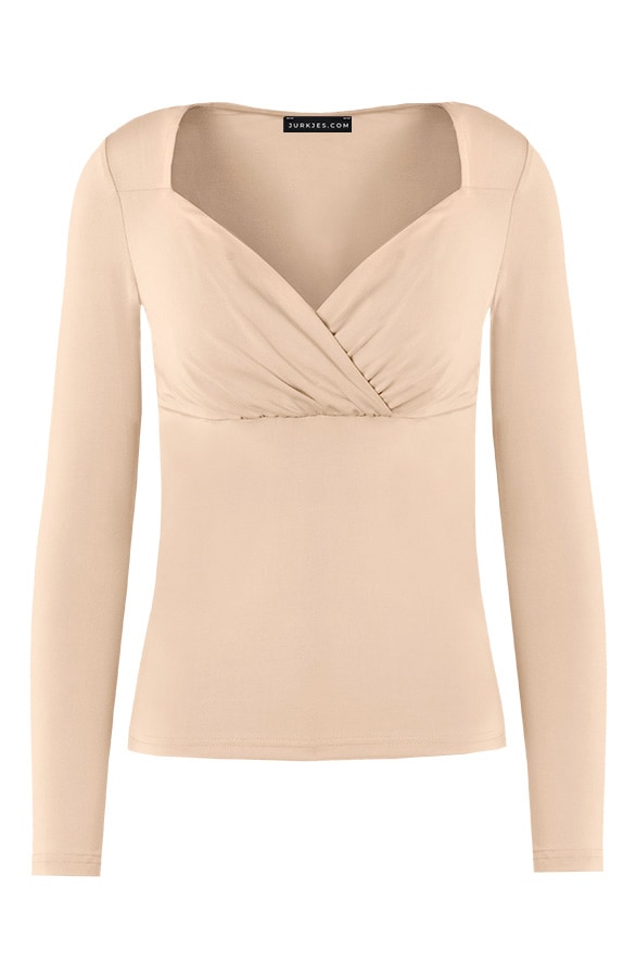 Stretch Overslag Top Beige – shoparchief