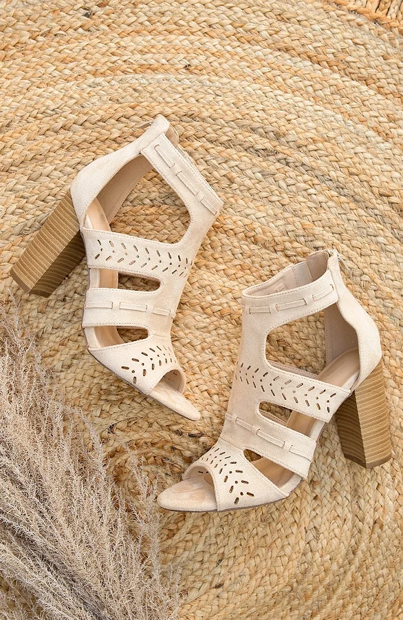 Suede Hakken Dames Beige – shoparchief