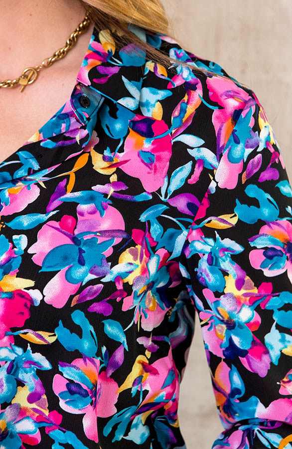 Tropical Flower Blouse Zwart – shoparchief, foto 5