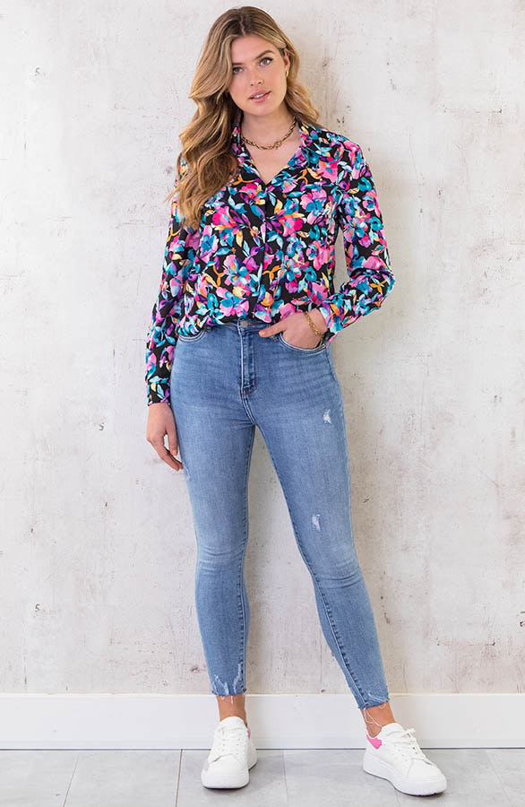 Tropical Flower Blouse Zwart – shoparchief, foto 6