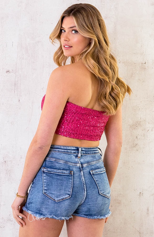 Bandeau Pailletten Top Fuchsia – shoparchief, foto 5