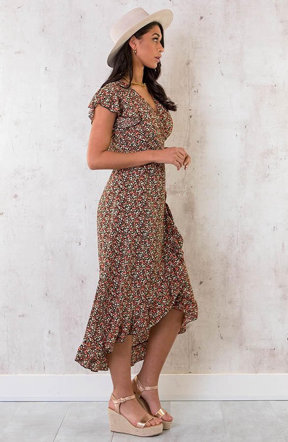 Bloemen Jurk Midi Koraal – shoparchief, foto 5