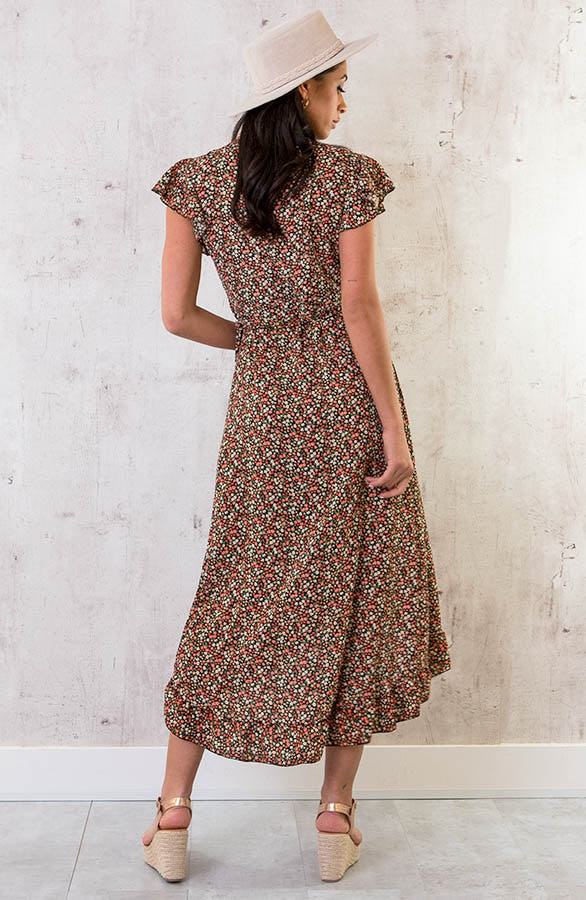 Bloemen Jurk Midi Koraal – shoparchief, foto 6