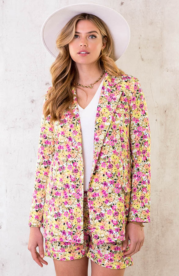 Bloemenprint Blazer Roze Groen – shoparchief