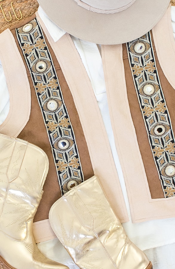 Suede Boho Gilet Camel – shoparchief, foto 7