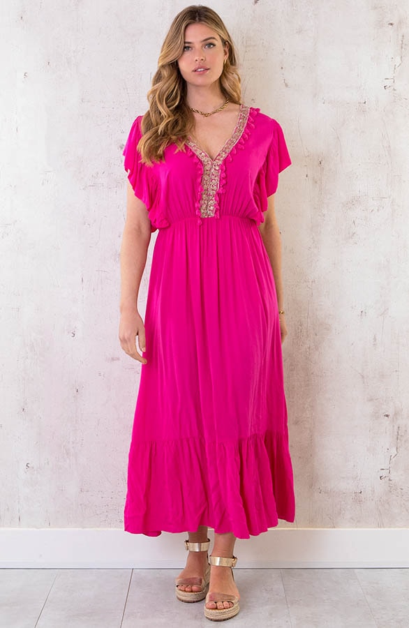 Boho Maxi Jurk Fuchsia – shoparchief, foto 2