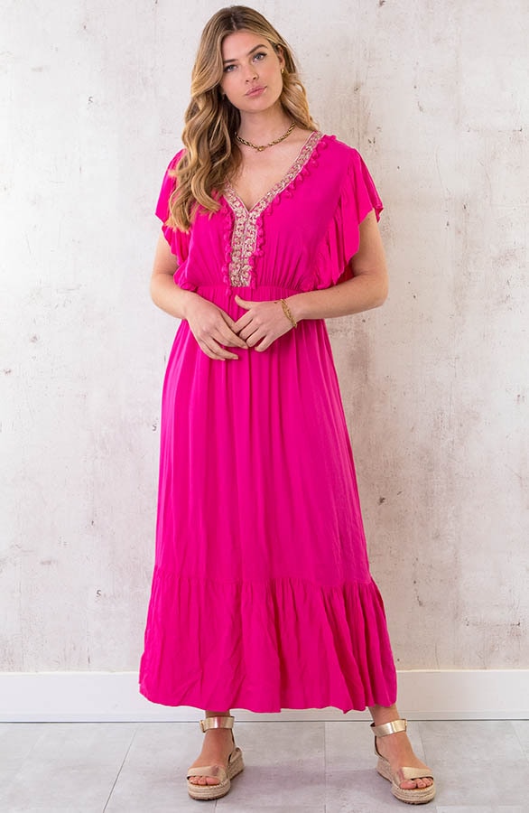 Boho Maxi Jurk Fuchsia – shoparchief