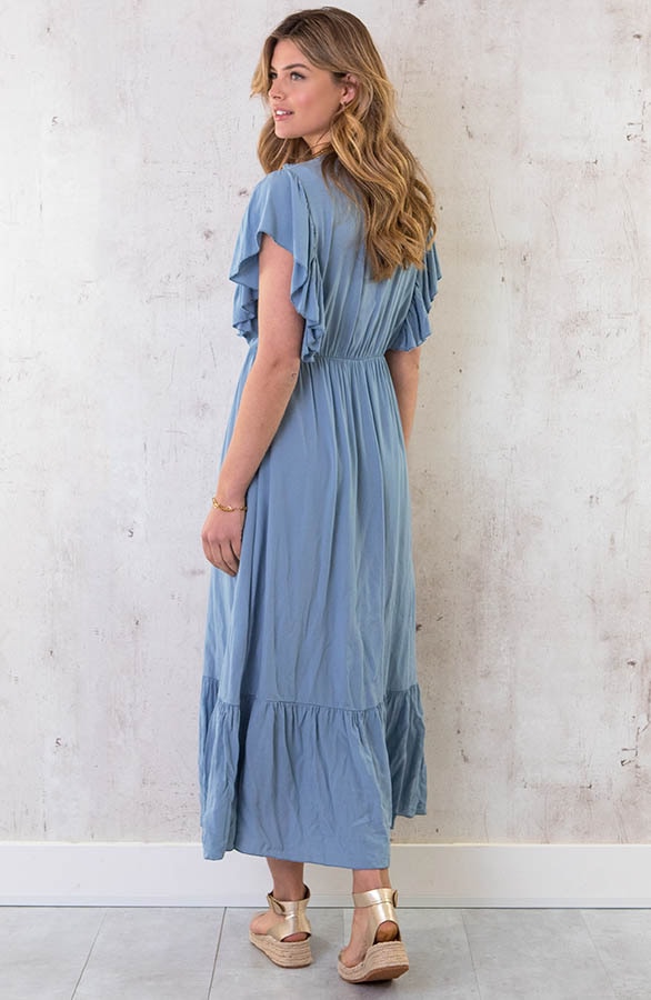 Boho Maxi Jurk Jeansblauw – shoparchief, foto 4