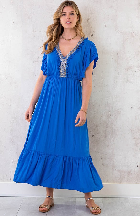 Boho Maxi Jurk Kobalt – shoparchief, foto 2
