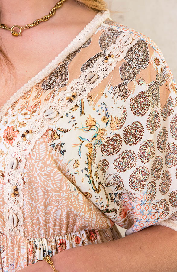 Boho Print Jurk Maxi Beige – shoparchief, foto 5