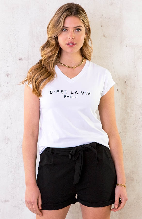 C'est La Vie T-shirt Wit Zwart – shoparchief, foto 9
