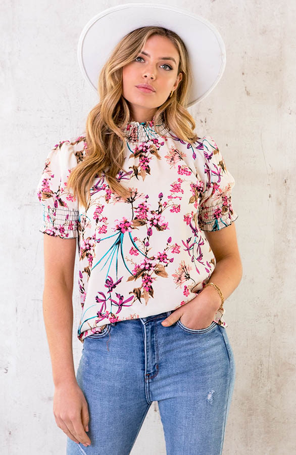 Col Top Bloemen Ecru – shoparchief, foto 2