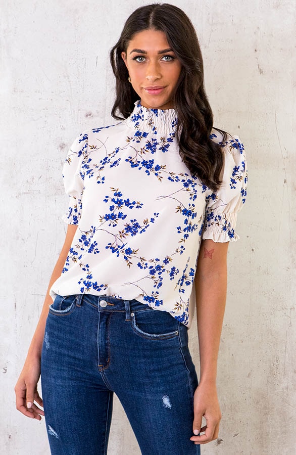 Col Top Kleine Bloemen Kobalt – shoparchief, foto 2