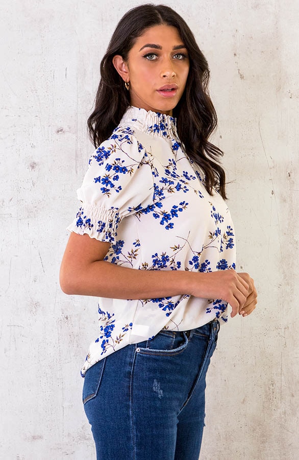 Col Top Kleine Bloemen Kobalt – shoparchief, foto 3