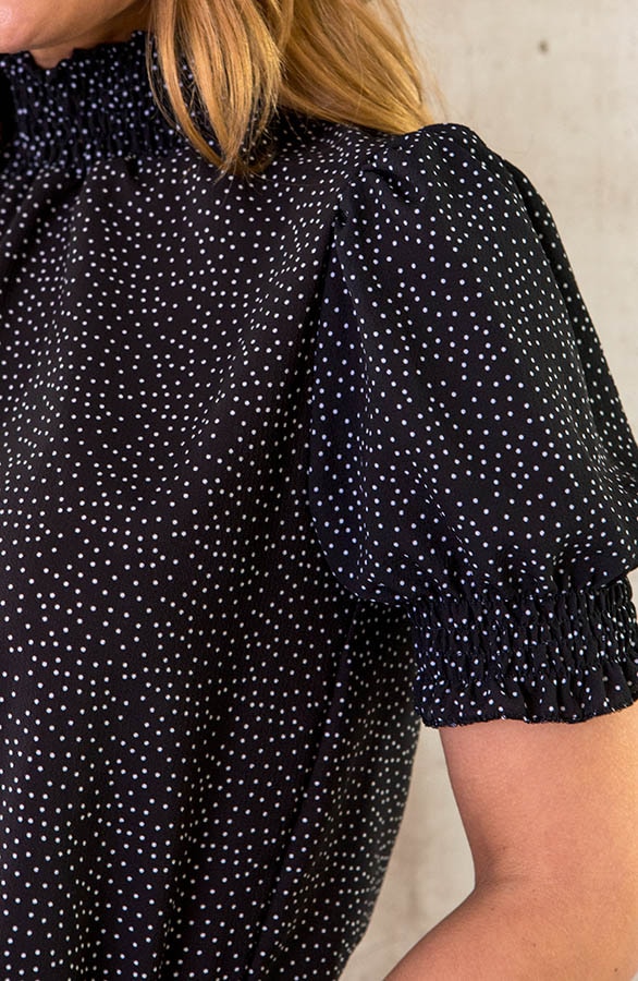 Col Top Stippen Print Zwart – shoparchief, foto 5