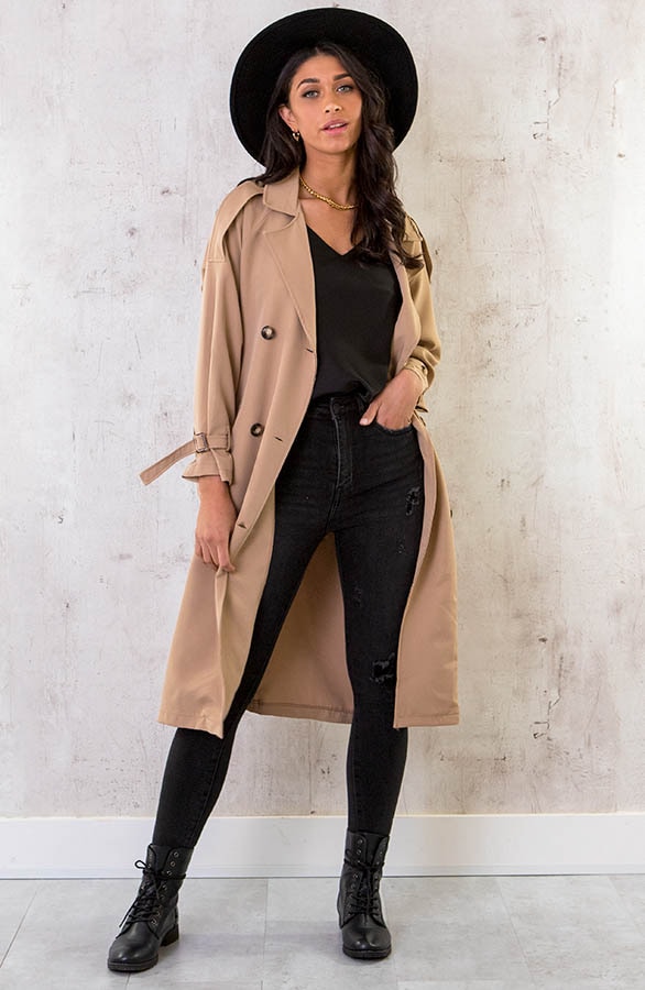 Dames Trenchcoat Camel – shoparchief, foto 3