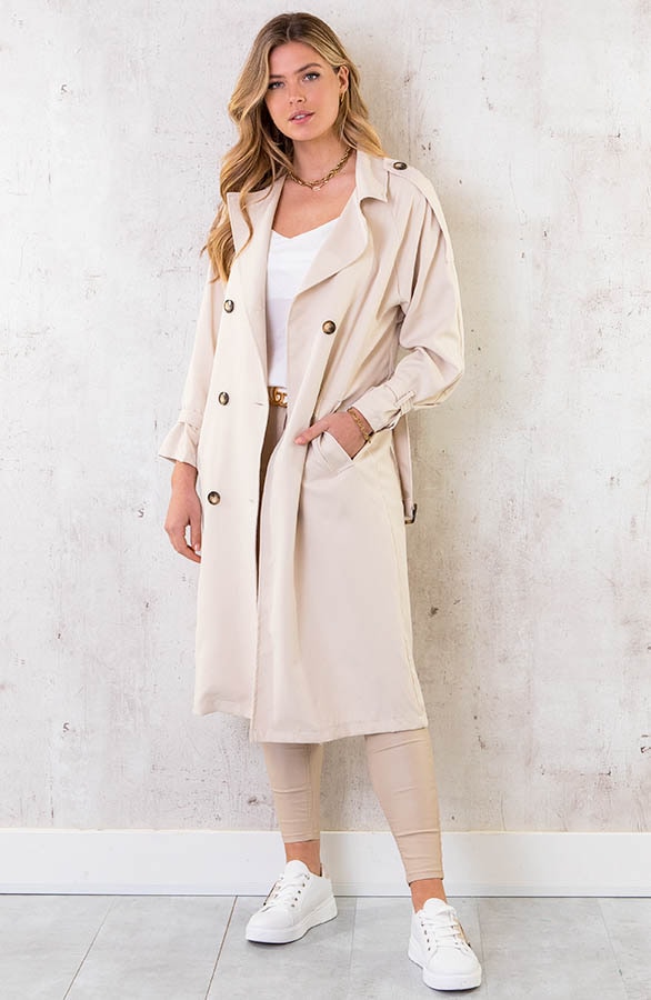 Dames Trenchcoat Light Beige – shoparchief, foto 2