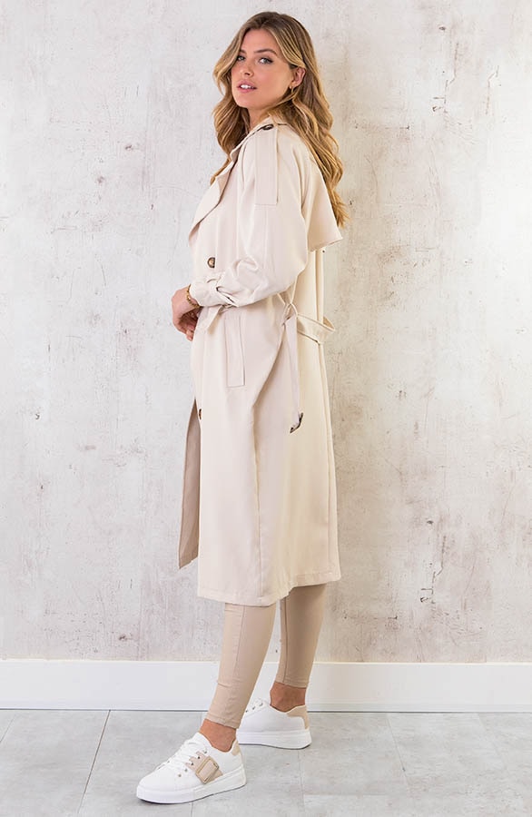 Dames Trenchcoat Light Beige – shoparchief, foto 3