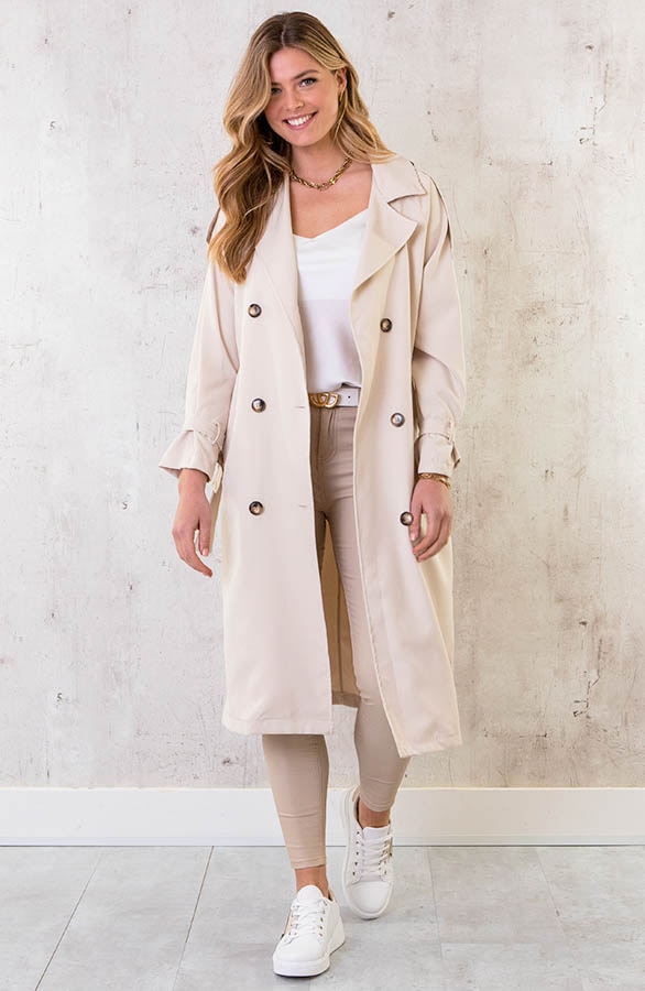 Dames Trenchcoat Light Beige – shoparchief