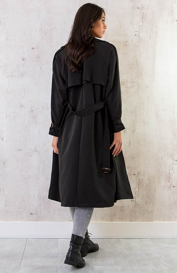 Dames Trenchcoat Zwart – shoparchief, foto 4