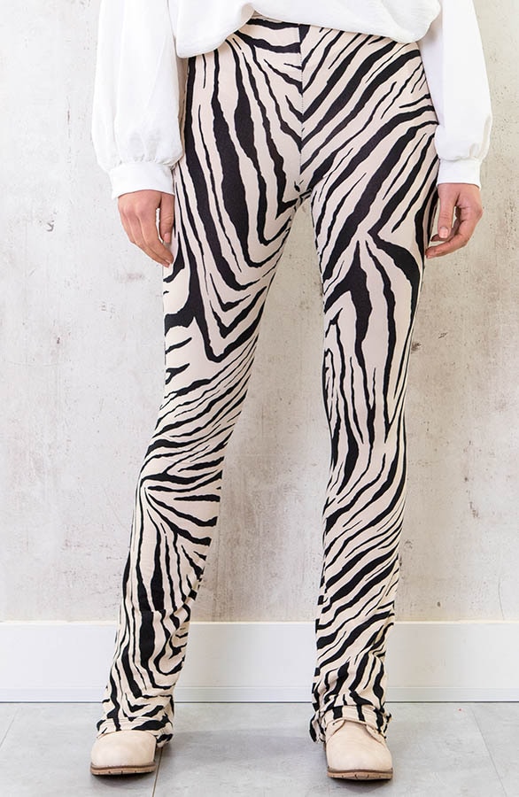 Flared Broek Zebraprint Beige – shoparchief